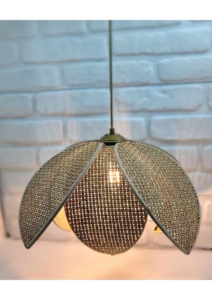 Kahverengi Hasır Hazeran Rattan Palmiye Model Sarkıt Avize, Bohem ve Şık Tasarım indirimleri
