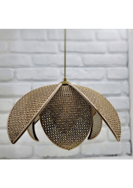 Kahverengi Hasır Hazeran Rattan Palmiye Model Sarkıt Avize, Bohem ve Şık Tasarım