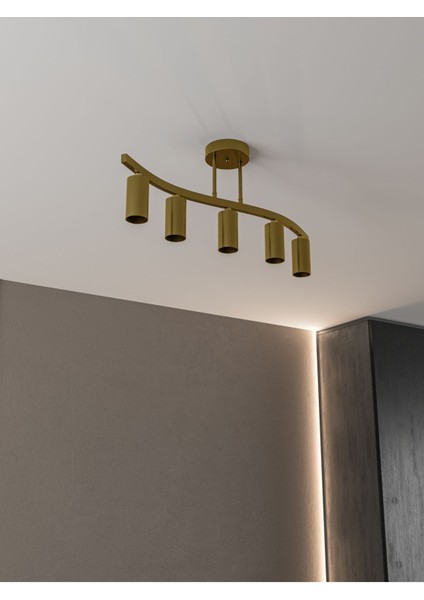 Turuncu Vintage 5’li Güçlü Spot Avize, Endüstriyel Tasarım, GU10 Duylu fiyatları