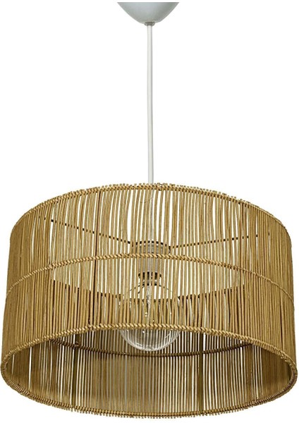 Doğal Rattan ve Bambu Sarkıt Avize, 40X20 Cm, Şık ve Modern Tasarım