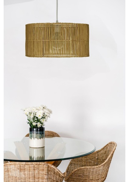 Doğal Rattan ve Bambu Sarkıt Avize, 40X20 Cm, Şık ve Modern Tasarım modelleri