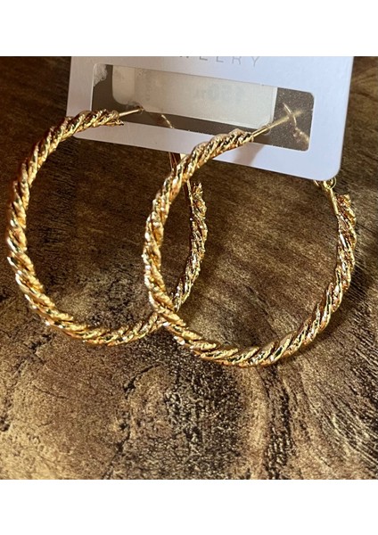 Bronz Renk Lüks Gösterişli Figürlü Halka Küpe