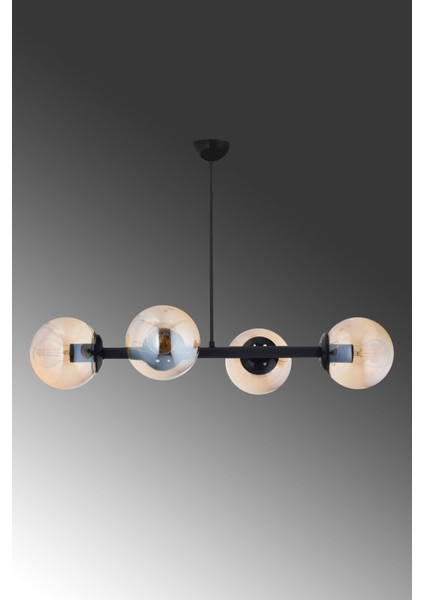 Modern Siyah 4'lü Bal Glop Camlı Şık Avize fiyatları