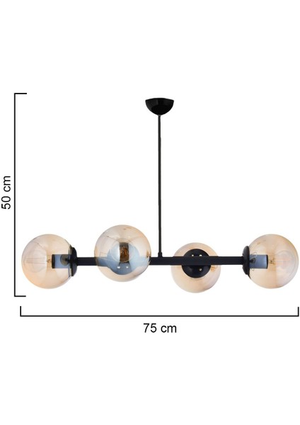 Modern Siyah 4'lü Bal Glop Camlı Şık Avize fırsatları