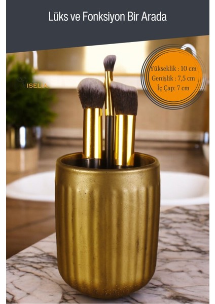 Makyaj Duzenleyici Makyaj Organizeri Makyaj Fırçalığı Makyaj Fırçası Altın Renk Model 11