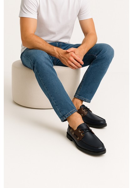 GR0190 Hakiki Deri Çift Renk Siyah Bordo Deri Bağcık Koku Yapmaz Ayakkabı