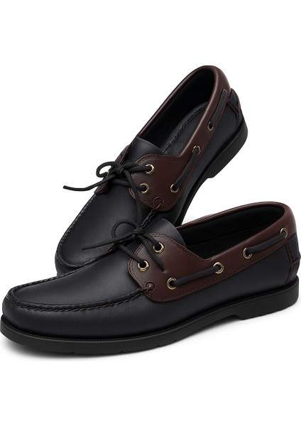 GR0190 Hakiki Deri Çift Renk Siyah Bordo Deri Bağcık Koku Yapmaz Ayakkabı modelleri
