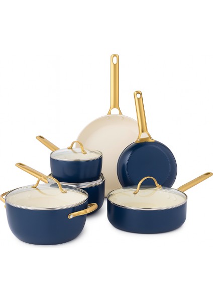 Padova Oxford Blue 10 Parça Tencere Seti – Thermolon™ Sağlıklı Yüzey, Indüksiyon Uyumlu, 220°C Fırın Dayanımı