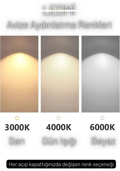 50CM Yuvarlak Siyah LED Avize, 3 Renkli Kumandalı, Modern Salon Aydınlatması modelleri