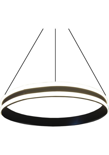 50CM Yuvarlak Siyah LED Avize, 3 Renkli Kumandalı, Modern Salon Aydınlatması indirimleri