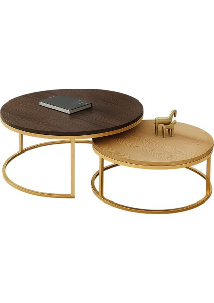 Edmonda Gold Ikili Orta Sehpa Koyu Ceviz Sepet Panel fiyatları