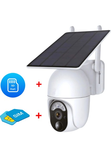 INOX 4g Sim Kart Destekli Metal Kasalı Ptz Solar Kamera (24 Saat Kayıt) Sim Kart Hediye+ SD Kart Hediye
