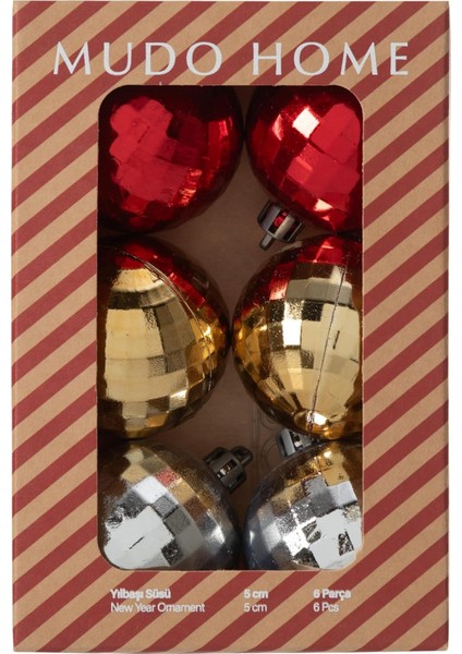 Concept Disco Grid Yılbaşı Süsü 6'li 5 cm