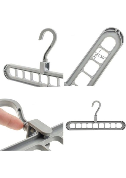 Renkli 9 Bölmeli Katlanabilir Elbise Askısı, Pratik ve Şık 2'li Set