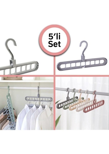 Renkli 9 Bölmeli Katlanabilir Elbise Askısı, Pratik ve Şık 2'li Set fiyatları