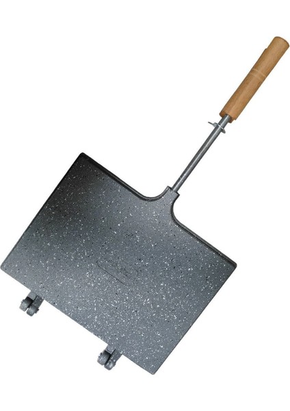 Gri Iç Dış Granit Ocak Üstü Tost Makinesi, Şık ve Dayanıklı Kullanım Sağlar.