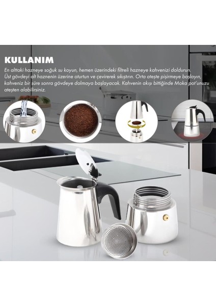 Paslanmaz Çelik Espresso Kahve Makinesi, 300 Ml, Indüksiyonlu, Gümüş Renk modelleri