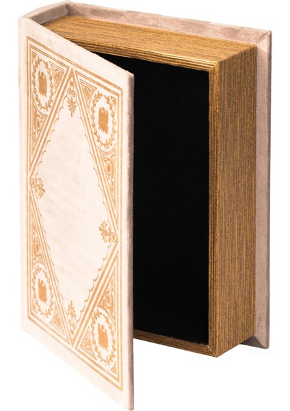 Dekoratif Vintage Kitap Şekilli Biblo Saklama Kutusu, Kırık Beyaz