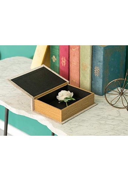 Dekoratif Vintage Kitap Şekilli Biblo Saklama Kutusu, Kırık Beyaz fiyatları