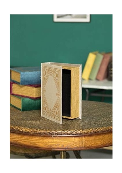 Dekoratif Vintage Kitap Şekilli Biblo Saklama Kutusu, Kırık Beyaz modelleri