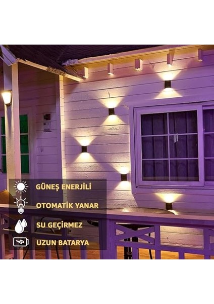 Tekli Solar Bahçe Aydınlatması Güneş Enerjili Bahçe Aydınlatması Duvar Lambası Çift Taraflı Aplik Işık LED Işık modelleri