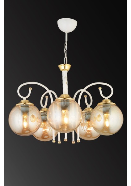 Şık 5'li Bal Glop Camlı Aşağı Bakan Lüks Avize, Modern ve Zarif Tasarım fiyatları