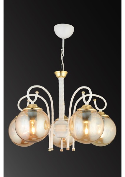 Şık 5'li Bal Glop Camlı Aşağı Bakan Lüks Avize, Modern ve Zarif Tasarım modelleri