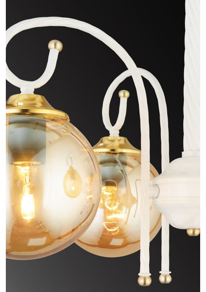 Şık 5'li Bal Glop Camlı Aşağı Bakan Lüks Avize, Modern ve Zarif Tasarım fırsatları