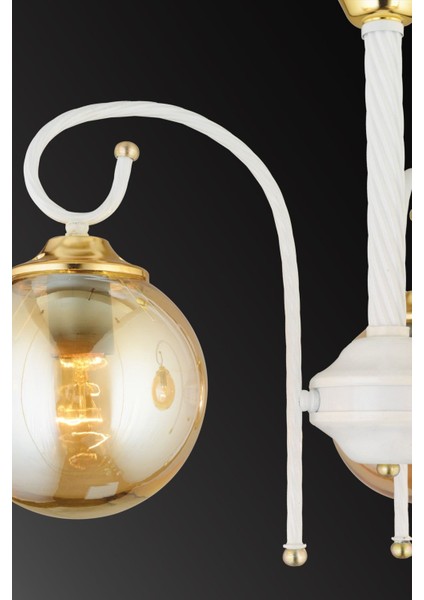 Şık 5'li Bal Glop Camlı Aşağı Bakan Lüks Avize, Modern ve Zarif Tasarım indirimleri