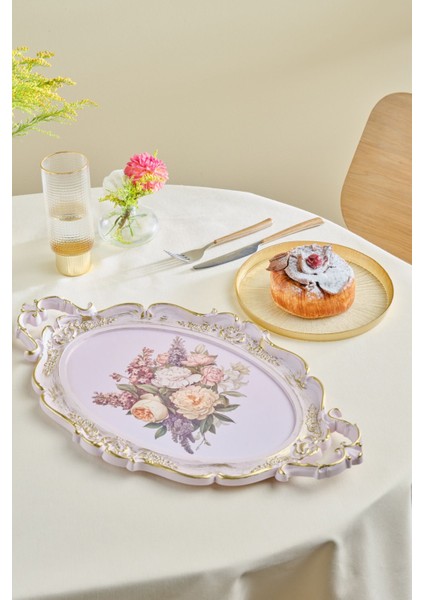 Renkli Melamin Oval Tepsi 47 Cm, Şık ve Hafif, Günlük Kullanım Için Uygun