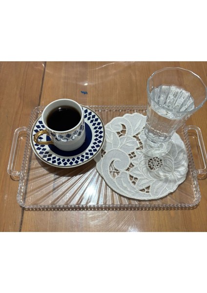 Şık Nakışlı Keten Kokteyl ve Kahve Sunum Peçetesi 6'lı Set fırsatları