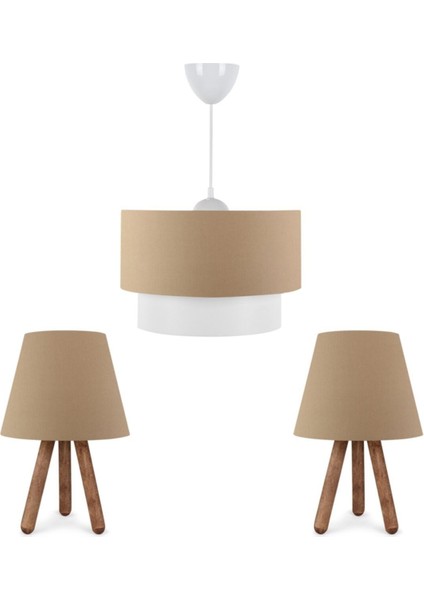 Şık Üçlü Avize Seti Kahverengi - Modern ve Zarif Aydınlatma Seçeneği