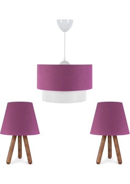 Mor Üçlü Avize Seti, Modern ve Şık Aydınlatma Çözümü