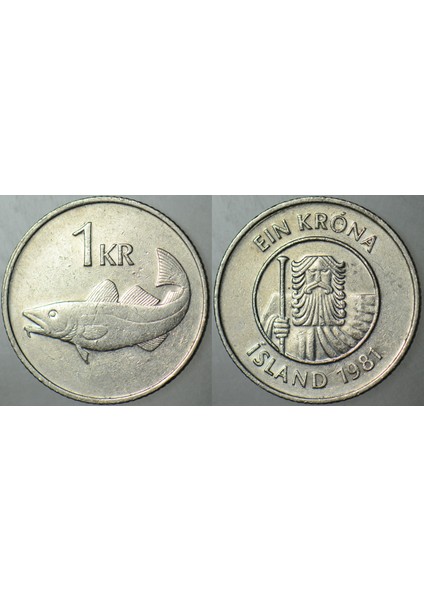 Izlanda 1 Kron 1981 Morina Balığı Temalı.
