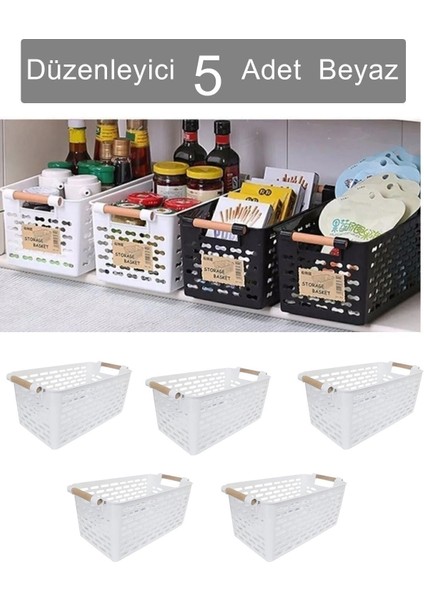 5 Adet Çok Amaçlı Plastik Organizer Sepet, Dolap, Çekmece ve Banyo Için Ideal Düzenleyici