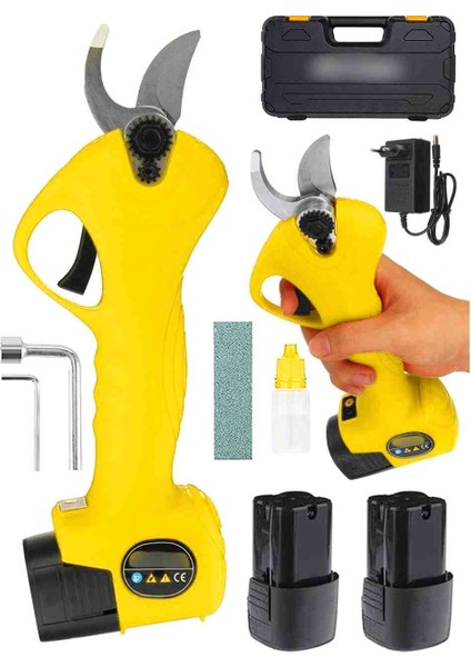 Çift Akülü 10 Ah Kömürsüz Motor Akülü Bağ Makası Dal Budama Kesme Makası Makinesi Çantalı