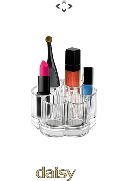 Şeffaf Kristal Organizer Ruj ve Kalem Düzenleyici, Çiçekli Tasarım, Beyaz Renk fiyatları