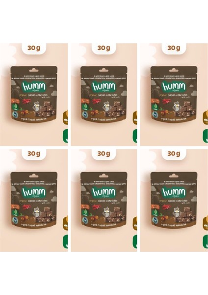 Organik Glutensiz Vegan Kakaolu ve Fındıklı Kek - 30G* 6 Adet