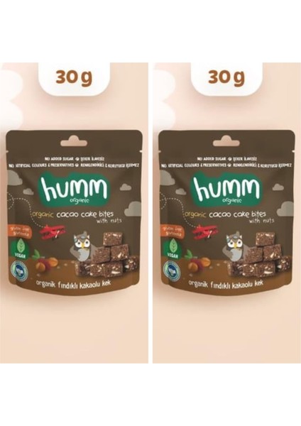 Organik Glutensiz Vegan Kakaolu ve Fındıklı Kek - 30G* 2 Adet