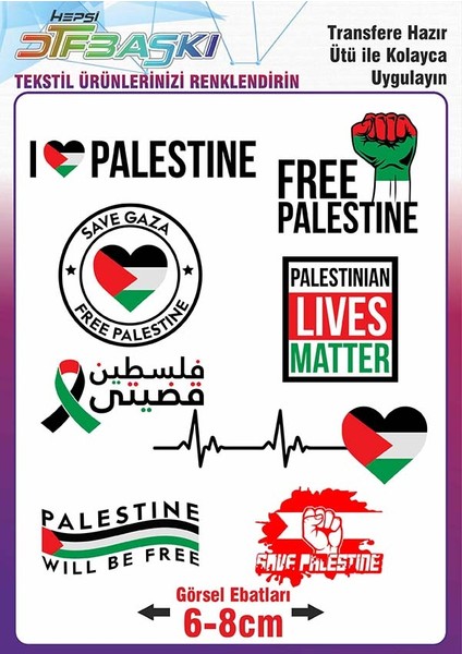 Ütü ile Kumaşa Yapışan Free Palestine Pray Özgür Filistin Baskı