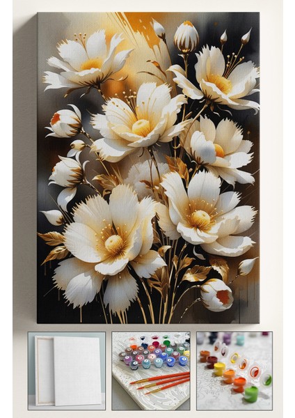 Sayılarla Boyama Çerçeveli Hobi Seti Numaralı Tuval Fırça Boya Dahil Kasnaklı 40X50 cm Goldçiçek