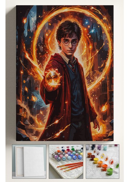 Sayılarla Boyama Çerçeveli Hobi Seti Numaralı Tuval Fırça Boya Dahil Kasnaklı 40X50 cm Harry