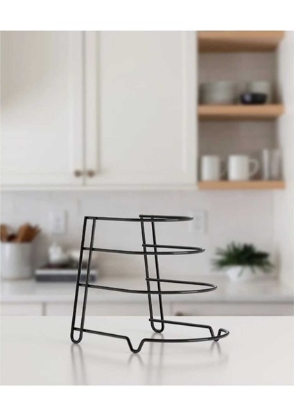 Siyah 4 Katlı Tava Rafı, Dolap ve Tezgah Üstü Tava Düzenleyici modelleri