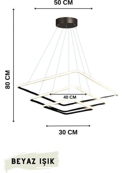 Modern 3'lü Kare Sarkıt LED Avize, Oturma Odası ve Salon Dekoru modelleri