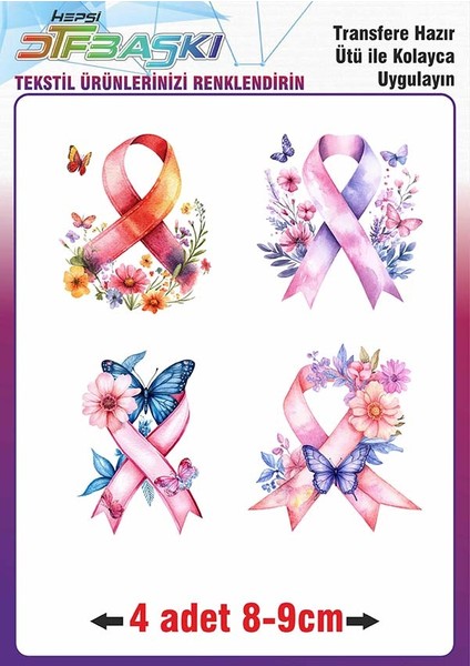 Ütü ile Kumaşa Yapışan Kurdele Kelebek Çiçek Dtf Baskı