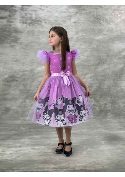 Kız Çocuk Detaylı Desenli Tüllü Elbise modelleri