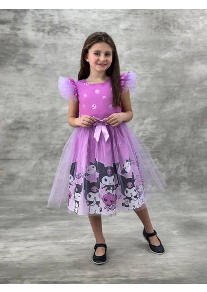 Kız Çocuk Detaylı Desenli Tüllü Elbise fırsatları