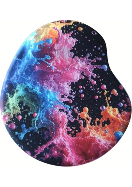 Oval Renkli Köpükler Desenli Bilek Destekli Kaymaz Taban Bilgisayar Notebook Mouse Pad -Mausa Pad