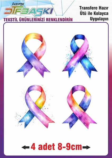 Ütü ile Kumaşa Yapışan Kurdele Kelebek Çiçek Dtf Baskı