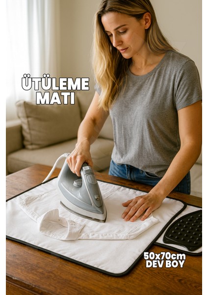 Ütü Matı - Seyyar Seyahat Ütüleme Örtüsü - Masa Ütü Örtüsü - Masada Yerde Halıda Ütü Masası